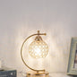 Modern Luxury Crystal Iron Round 1-Light Table Lamp For Bedroom