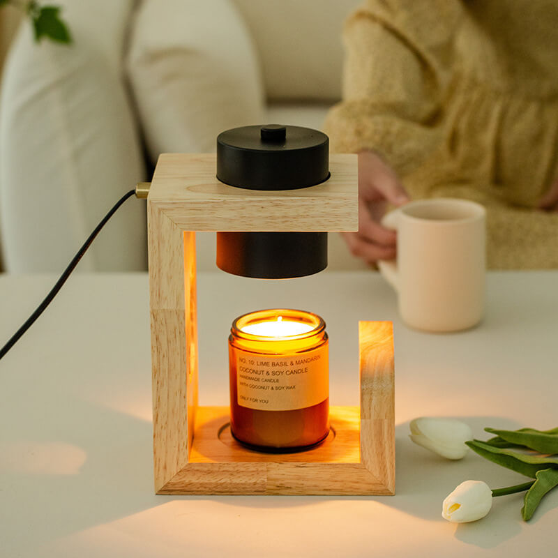 Japanese Creative Iron Cat Whale Hollow Wood Base 1-Light Melting Wax Table Lamp