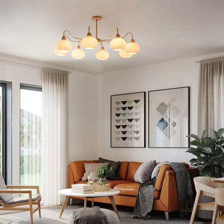 Nordic Glass & Wood Chandelier