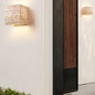 Modern Minimalist Square Rectangle Yellow Travertine LED Wall Sconce Lamp For Outdoor Patio