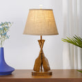 European Vintage Rustic Resin Linen 1-Light Table Lamp