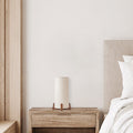 Traditional Japanese Cylinder Wooden Fabric 1-Light Table Lamp For Bedroom