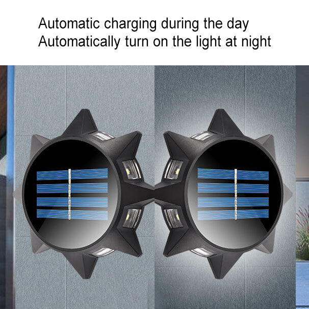 Modern Minimalist Outdoor Solar Octagonal Round ABS LED Wall Sconce Lamp for Garden