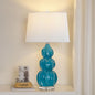Contemporary Creative Striped Gourd Ceramic Fabric 1-Light Table Lamp for Bedroom