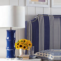 Modern Light Luxury Vintage Blue White Ceramic Linen 1-Light Table Lamp