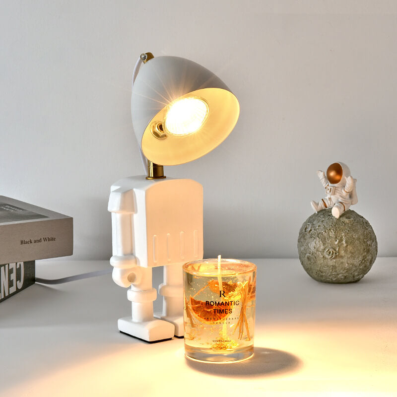 Modern Art Deco Resin Hardware Robot 1-Light Melting Wax Table Lamp For Bedroom