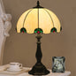 Vintage Tiffany Beige Green Gem Dome 1-Light Table Lamp