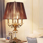 Modern Luxury Fabric Shade Candle Crystal Base 3/4 Light Table Lamp