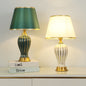 European Luxury Fabric Dome Oval Ceramic Base 1-Light Table Lamp