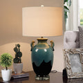 European Vintage Minimal Ceramic Cloth 1-Light Table Lamp