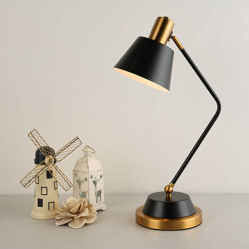 Nordic Simple Cone Shade Bend Arm 1-Light Table Lamp