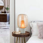 Modern Minimalist Striped Oval Glass 1-Light Table Lamp