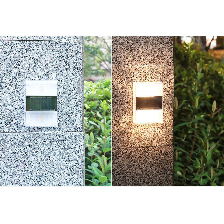 Modern Solar Powered Up And Down Illuminated Outdoor LED Wall Sconce Lamp