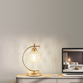 Modern Luxury Crystal Iron Round 1-Light Table Lamp For Bedroom