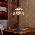 Traditional Tiffany Iron Glass Floral Whelk 1-Light Table Lamp For Study