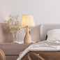 Scandinavian Modern Minimalist Vase Base Solid Wood Fabric 1-Light Table Lamp