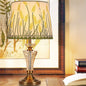 Traditional European Cylinder Hardware Crystal Fabric 1-Light Table Lamp For Bedroom