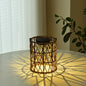 Solar Outdoor Rattan Weaving Cylinder Waterproof LED Garden Table Lamp