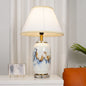 Light Luxury Chinese Ceramic Oval Jar Base Fabric 1-Light Table Lamp