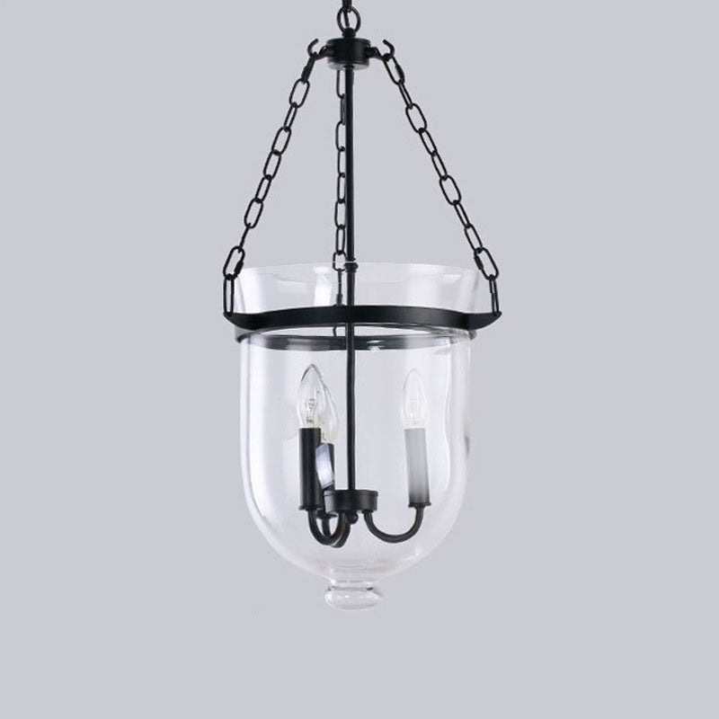 Rustic Glass & Iron 3-Light Chandelier