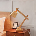 Traditional Japanese Solid Wood Trapezoidal Adjustable 1-Light Table Lamp For Study