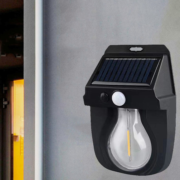 Contemporary Industrial Solar Waterproof Human Sensor LED Wall Sconce Lamp For Outdoor Patio