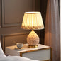 Contemporary Creative Rose Vase Base Cylinder Copper Ceramic Fabric 1-Light Table Lamp For Bedroom