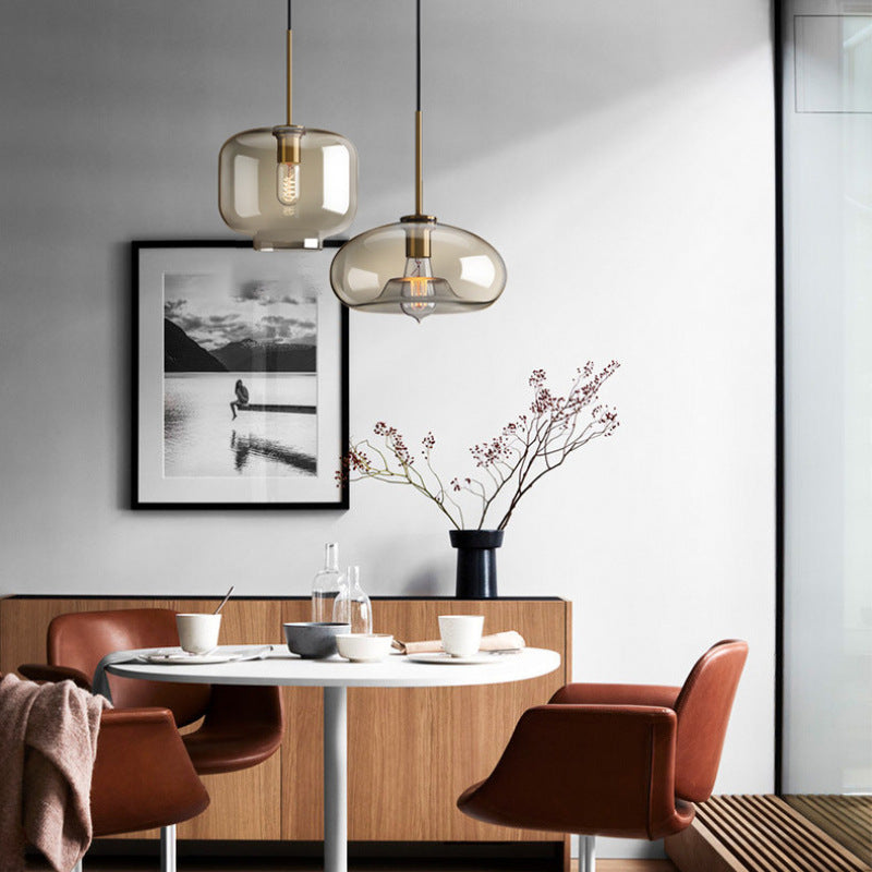 Nordic Cognac Glass Jar Pendant