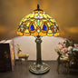 Traditional Tiffany Metal Hardware Glass Semicircular Dragonfly Flower Water Drop 1-Light Table Lamp For Bedroom