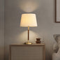 Contemporary Retro Brass Fabric Cylinder 1-Light Table Lamp For Bedside