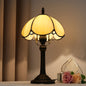 Traditional Tiffany Half Round Stained Glass Resin 1-Light Table Lamp For Bedroom