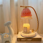 Contemporary Scandinavian Floral Metal Glass 1-Light Aroma Melt Wax Table Lamp For Bedroom