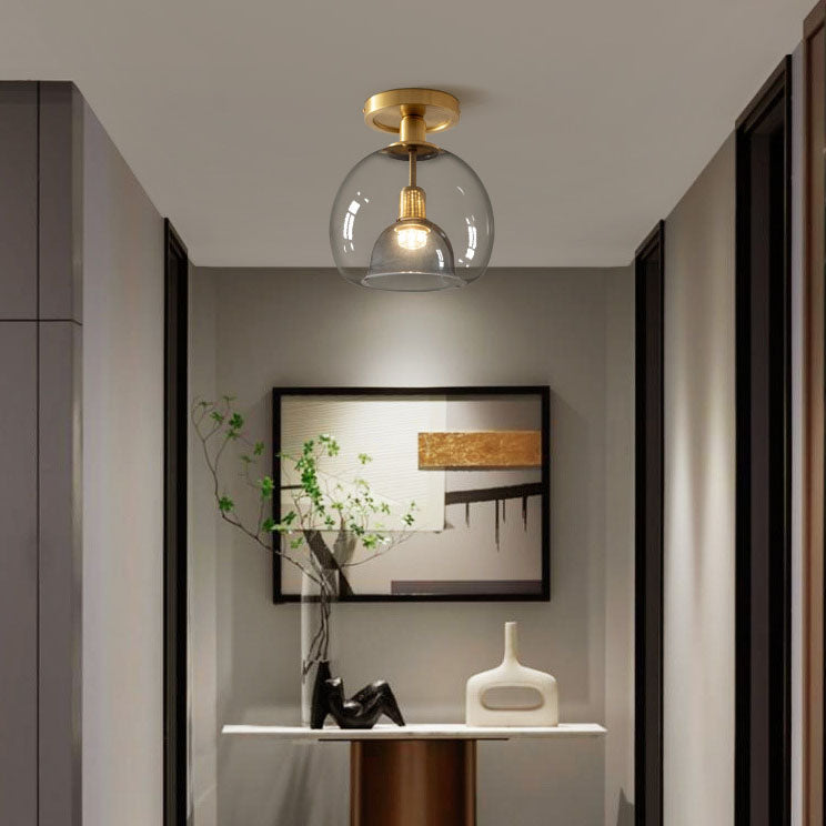 Scandinavian Copper & Glass Ceiling Light