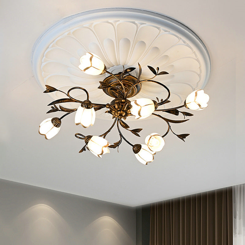 French Flower Semi-Flush Ceiling Light