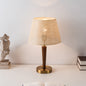 Traditional Vintage Fabric Round Shade Wood Metal Base 1-Light Table Lamp For Bedroom