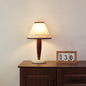 Traditional Vintage Tapered Marble Solid Wood Fabric 1-Light Table Lamp For Bedroom