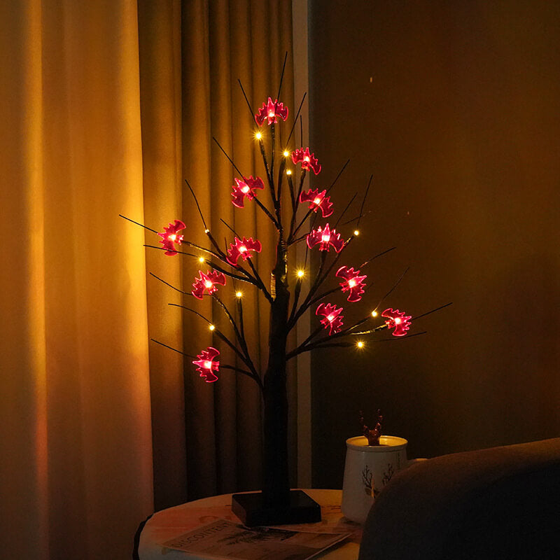Halloween Tree Light Pumpkin Bats Simulation Tree Light USB Battery Decoration Table Lamp