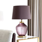 Contemporary Scandinavian Lucite Vase Base Glass Fabric 1-Light Table Lamp For Bedroom