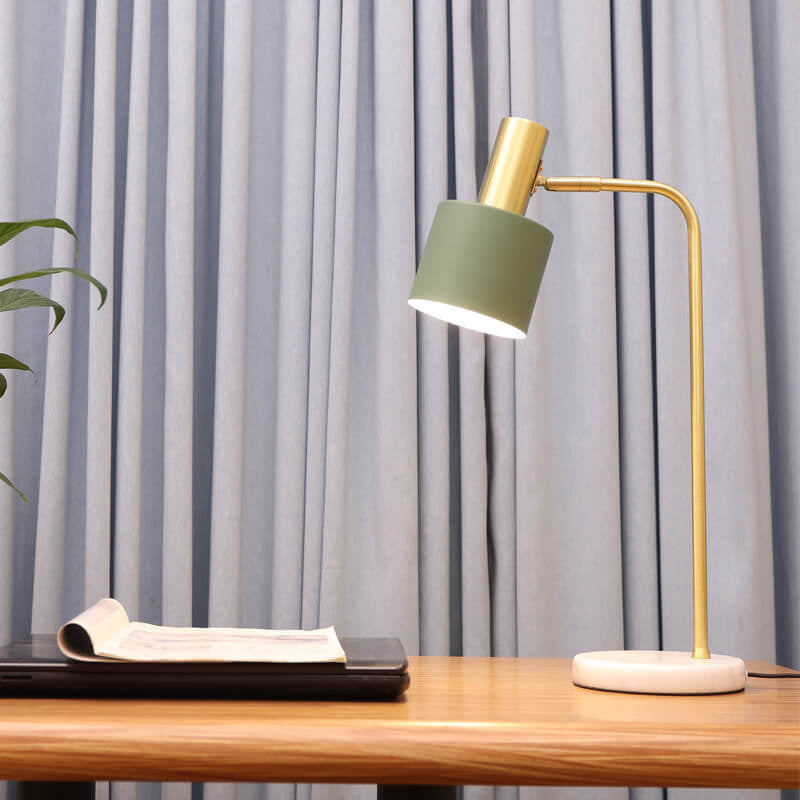 Nordic Light Luxury Marble Cylindrical Adjustable 1-Light Table Lamp