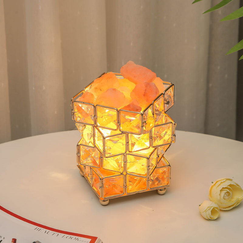 Contemporary Creative Hardware Cube 1-Light Table Lamp For Bedroom