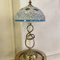 Contemporary Coastal Half Round Iron Stained Glass 2-Light Table Lamp For Bedroom