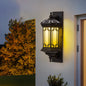 Traditional Chinese Solar Cylinder Triangle Rectangle Loft Aluminum Glass 1-Light Waterproof Wall Sconce Lamp For Garden