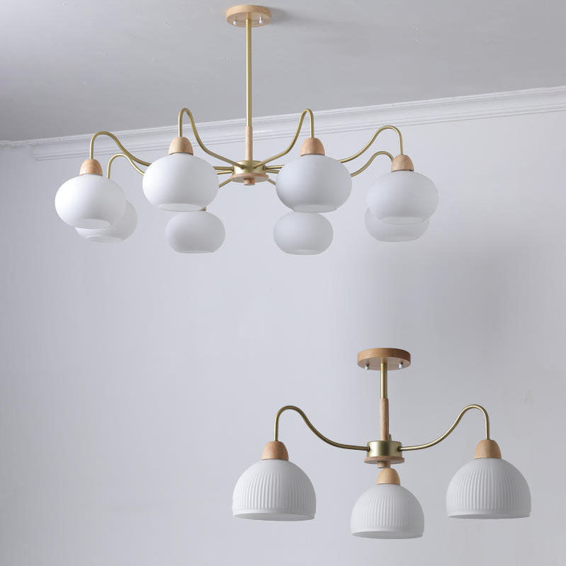 Nordic Glass & Wood Chandelier
