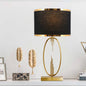 Modern Mid-Century Square Round Metal Fabric 1-Light Table Lamp For Bedroom