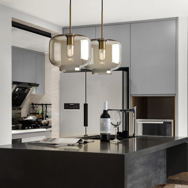 Nordic Cognac Glass Jar Pendant