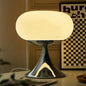 Contemporary Scandinavian Oval Metal Glass 1-Light Table Lamp For Bedroom