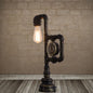 Traditional Vintage Pipe Metal Glass 1-Light Table Lamp For Study Room