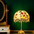 Traditional European Fabric Copper Dome Flower 1-Light Table Lamp For Bedside