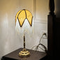 Traditional French Tassel Leaf Iron Fabric 1-Light Table Lamp For Bedroom