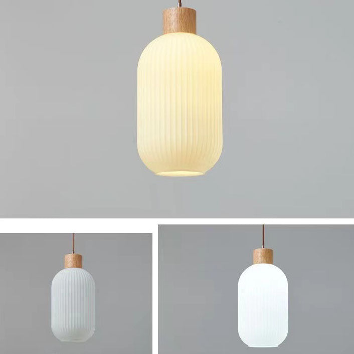 Japanese Wood & Glass Jar Chandelier
